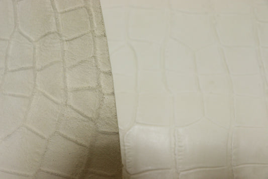 ds28円！訳あり　クラフトの定番！白なめし　クロコ型押し　169ds