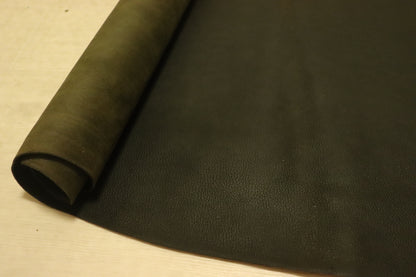 ds35円！インドレザー　オイルプルアップ　シュリンク加工　ダークグリーン　158ds