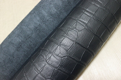 ds28円！新入荷！顔料仕上げ　クロコ型押し　ネイビー　260ds