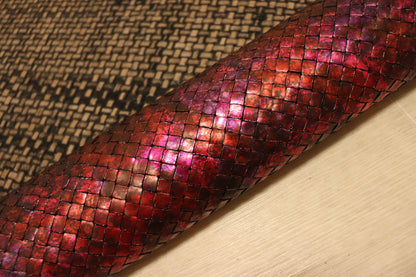 ds50円！新入荷！イタリアンレザー　スペインメッシュ　メタリックピンク　65ds