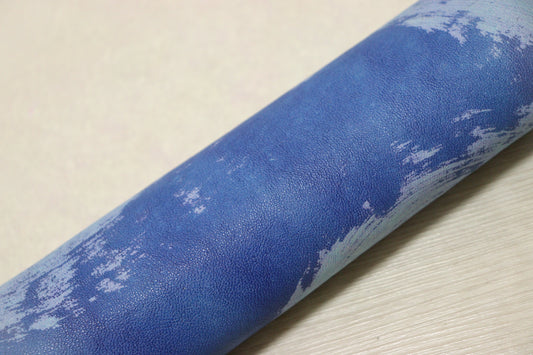 ds35円！新入荷！イタリアンレザー　ブルー　プリント加工　シープ　67ds