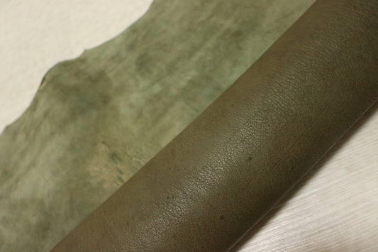 ds25円！新入荷！訳あり　カーキ　バッファロー　ヌメ革　144ds