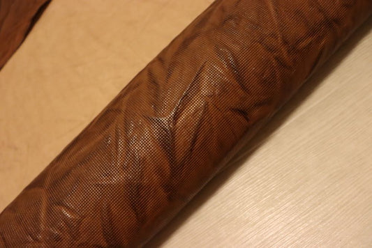 ds72円！イタリアンレザー　ショルダー　ナチュラルブラウン　絞り加工×エンボス　オイルヌメ　120ds