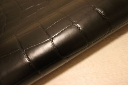 ds72円！イタリアンレザー　ショルダー　ブラック　ヌメ革　クロコ型押し　125ds