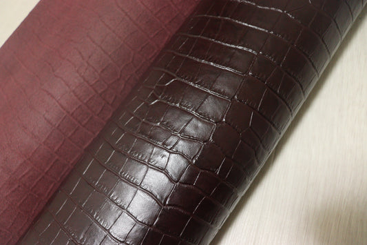 ds28円！新入荷!顔料仕上げ　 バーガンディ　クロコ型押し　230ds