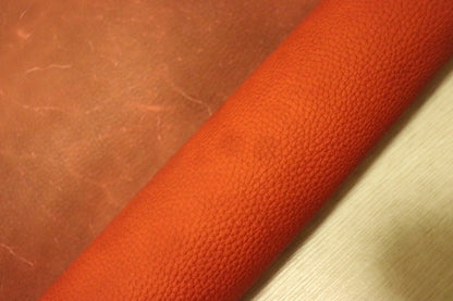 ds20円！[レッド]新入荷 国産 牛革 ヌメ革 シボ型押し 訳あり 220ds