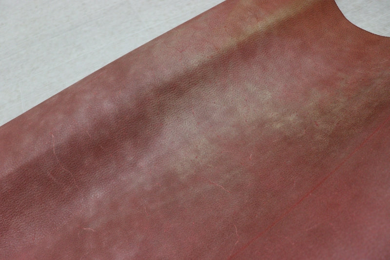 ds20円！[レッド]新入荷 国産 牛革 姫路レザー ヌメ革 シボ型