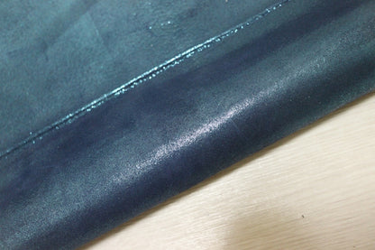 ds25円！[メタリックブルー]新入荷 国産 豚革 クロム革 箔貼り加工 100ds
