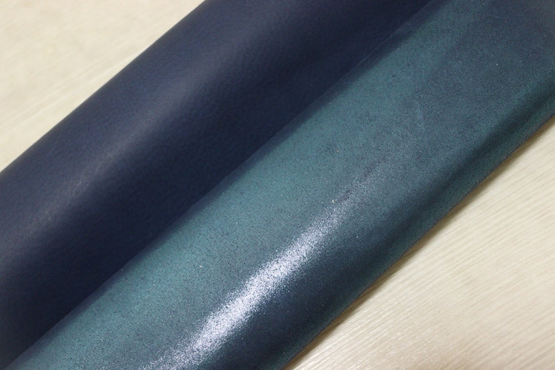 ds25円！[メタリックブルー]新入荷 国産 豚革 クロム革 箔貼り加工 100ds