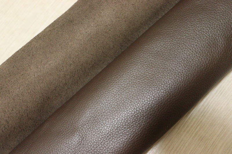 ds25円！[ダークブラウン]新入荷 インポートレザー 牛革 クロム革 シボ型押し 訳あり 100ds