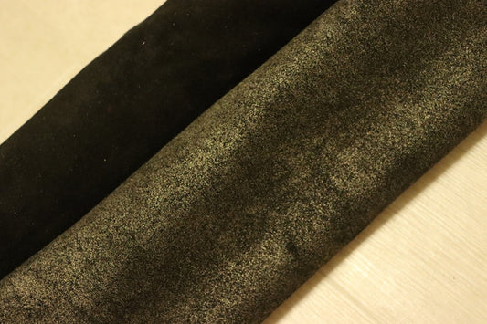 ds25円！[ブラック×ブロンズ]秋冬制作に イタリアンレザー 牛革 クロム革 ベロア 103ds