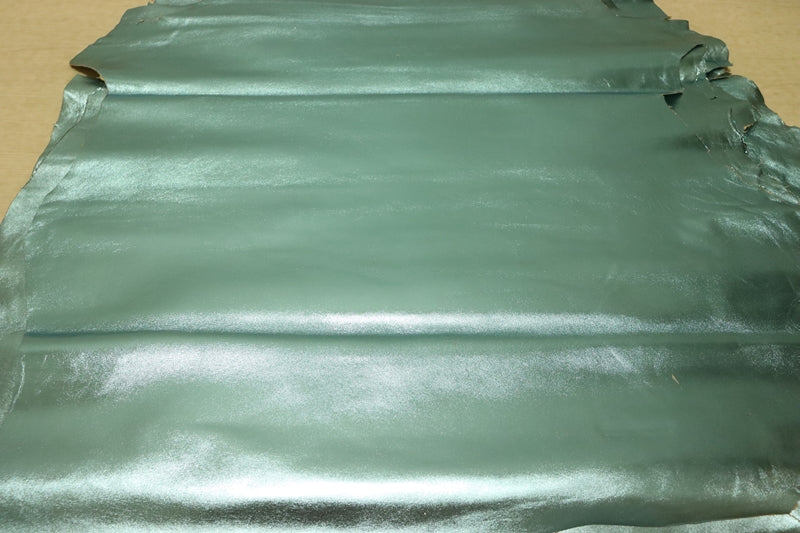 ds25円！[メタリックブルー]新入荷 イタリアンレザー ひつじ革 クロム革 箔貼り加工 107ds