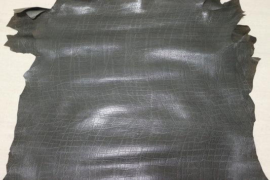 ds25円！[グレー]新入荷 国産 豚革 ヌメ革 エレファント型押し アメ豚 119ds