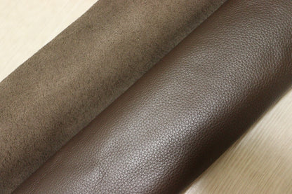 ds25円！[ダークブラウン]新入荷 インポートレザー 牛革 クロム革 シボ型押し 訳あり 120ds