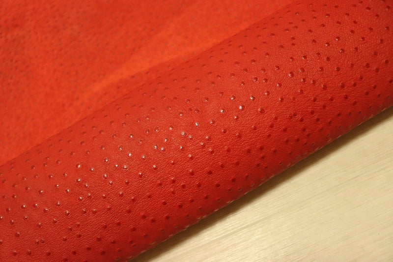 ds25円！[レッド]新入荷 国産 豚革 クロム革 エミュー型押し 123ds