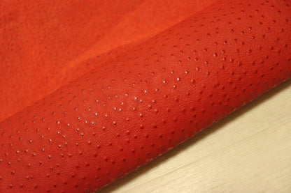 ds25円！[レッド]新入荷 国産 豚革 クロム革 エミュー型押し 123ds