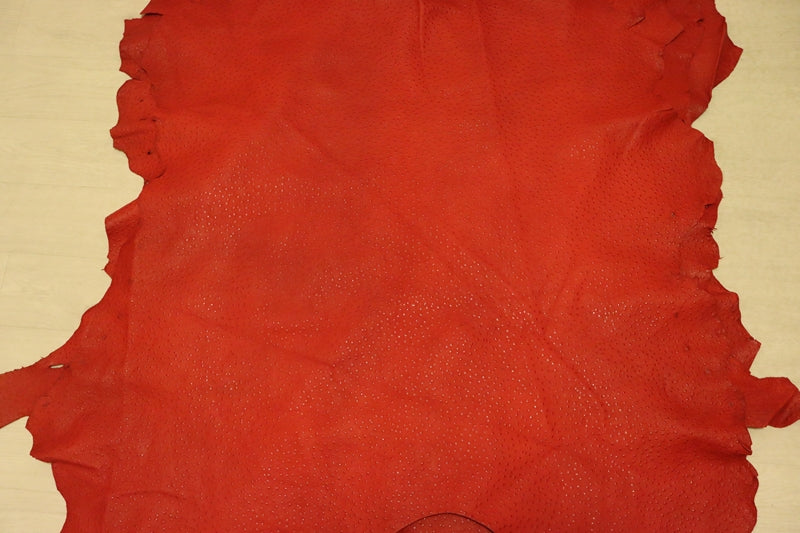 ds25円！[レッド]新入荷 国産 豚革 クロム革 エミュー型押し 123ds