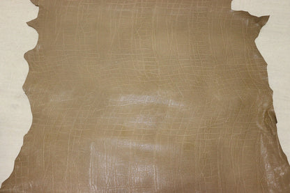 ds25円！[ベージュ]新入荷 国産 豚革 ヌメ革 エレファント型押し 顔料仕上げ 123ds