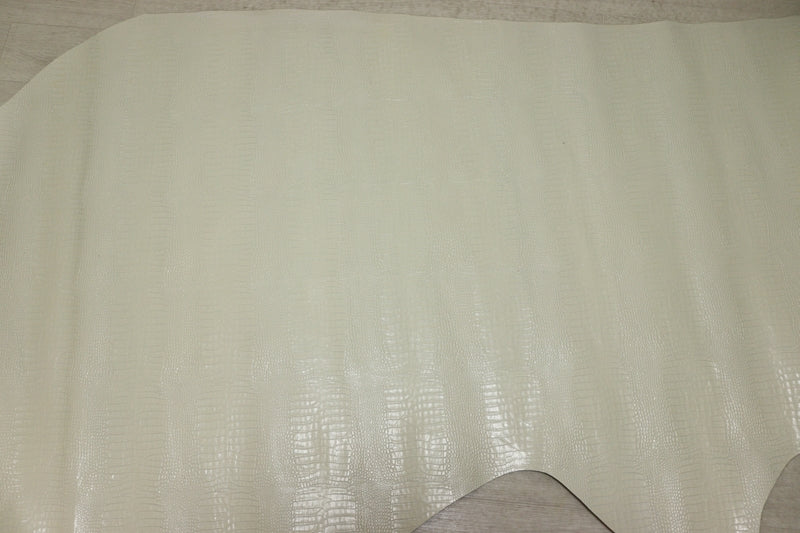 ds25円！[クリーム]新入荷 国産 牛革 姫路レザー クロム革 顔料仕上げ クロコ型押し 200ds