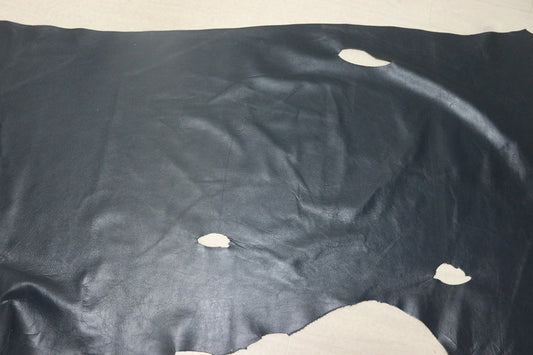 ds25円！[ネイビー]新入荷 国産 牛革 姫路レザー クロム革 シュリンク加工 200ds