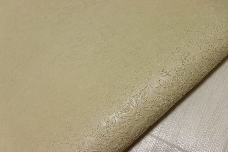 ds25円！[ベージュ系]新入荷 国産 牛革 姫路レザー クロム革 ローゼ型押し 210ds