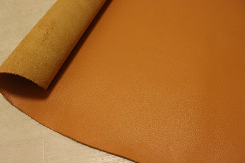 ds25円！[オレンジ]新入荷 国産 牛革 姫路レザー クロム革 シボ型押し 顔料仕上げ 240ds