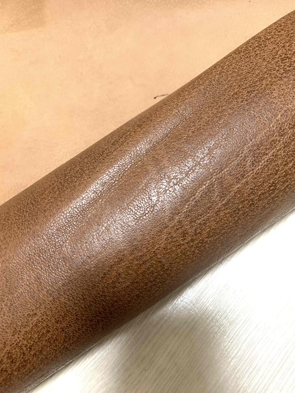 ds25円！[チョコブラウン]新入荷 国産 豚革 コンビヌメ革 エレファント型押し 90ds
