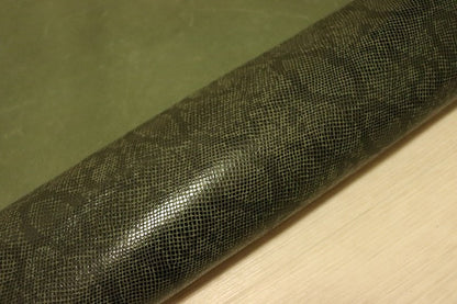 ds28円！[グリーン　　]新入荷 国産 豚革 クロム革 スネークプリント 100ds