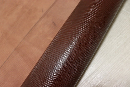 ds28円！[レッドブラウン]新入荷 イタリアンレザー 牛革 クロム革 リザード型押し 顔料仕上げ 100ds