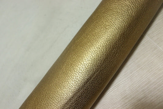 ds28円！[ゴールド]新入荷 イタリアンレザー 牛革 クロム革 箔貼り加工 シボ型押し 100ds