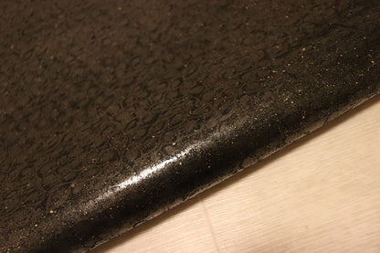 ds28円！[ブラック×ゴールド]新入荷 国産 豚革 クロム革 ヒョウ柄調プリント 裏地貼り 105ds