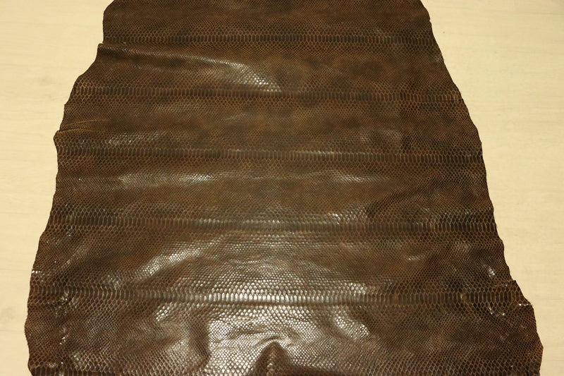ds28円！[チョコブラウン]新入荷 国産 豚革 クロム革 スネークプリント 120ds