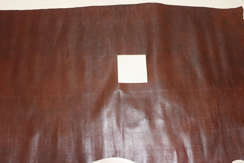 ds28円！[レッドブラウン]新入荷 イタリアンレザー 牛革 クロム革 リザード型押し 顔料仕上げ 130ds