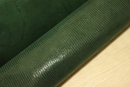 ds28円！[ダークグリーン]新入荷 イタリアンレザー 牛革 クロム革 ベロア リザードプリント 145ds