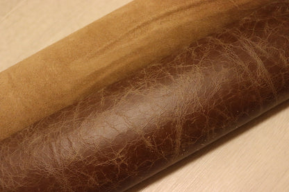 ds28円！[ブラウン]新入荷 イタリアンレザー 牛革 クロム革 プルアップ加工 150ds