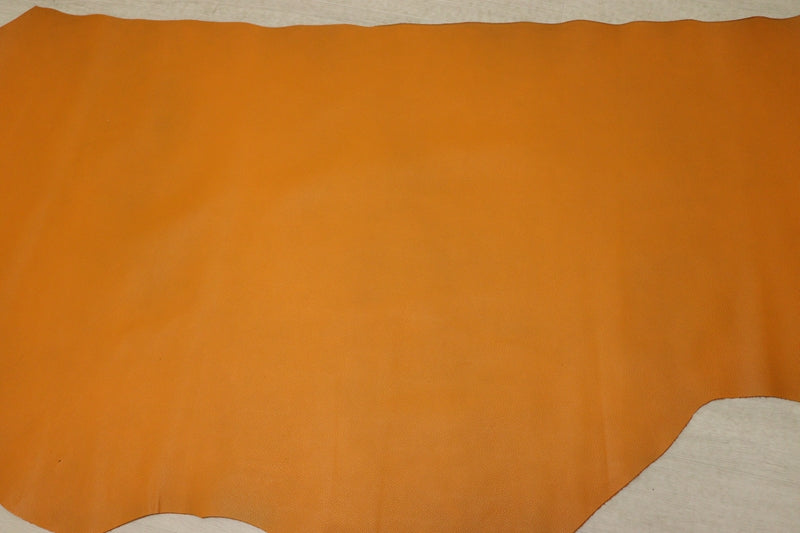 ds28円！[オレンジ]新入荷 国産 牛革 姫路レザー クロム革 シボ型押し 顔料仕上げ 160ds