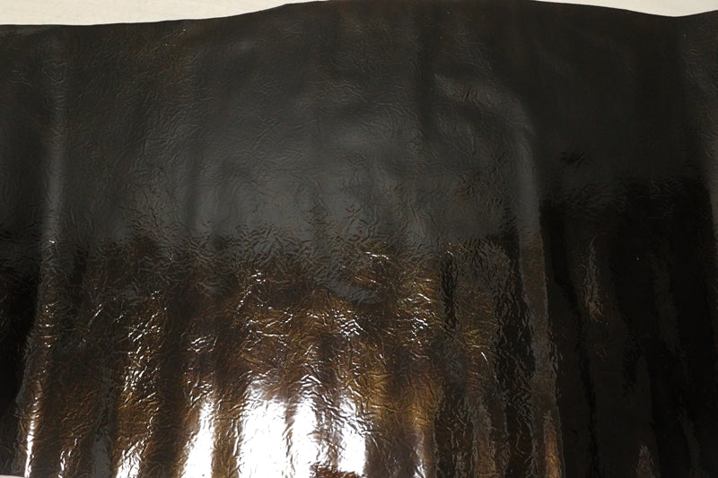 ds28円！[ダークブラウン]新入荷 国産 牛革 クロム革 エナメル シワ型押し 175ds