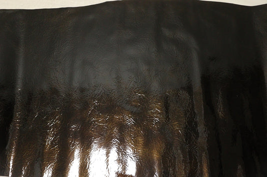 ds28円！[ダークブラウン]新入荷 国産 牛革 クロム革 エナメル シワ型押し 175ds