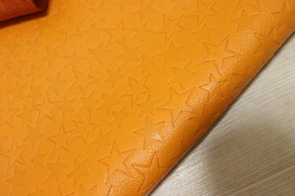 ds28円！[オレンジ]新入荷 国産 牛革 姫路レザー クロム革 スター型押し 180ds