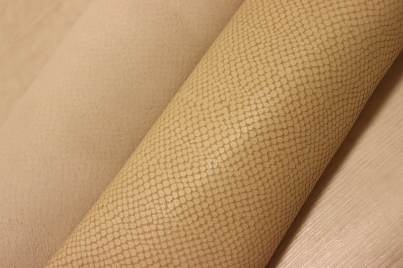 ds28円！[ブラウンベージュ]新入荷 国産 牛革 姫路レザー クロム革 エンボス加工 リアルスネーク 195ds