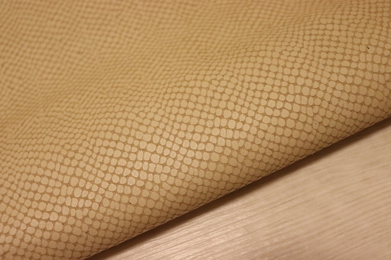 ds28円！[ブラウンベージュ]新入荷 国産 牛革 姫路レザー クロム革 エンボス加工 リアルスネーク 195ds