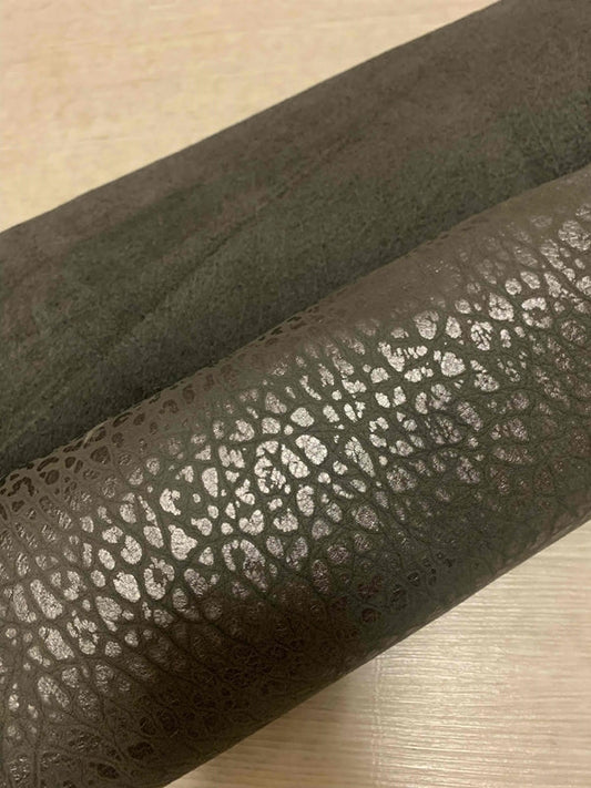 ds28円！[グレー系]新入荷 イタリアンレザー 牛革 クロム革 エンボス加工 200ds