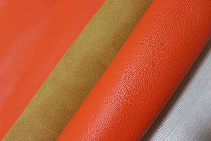 ds28円！[オレンジ]新入荷 国産 牛革 姫路レザー クロム革 シボ型押し 顔料仕上げ 200ds