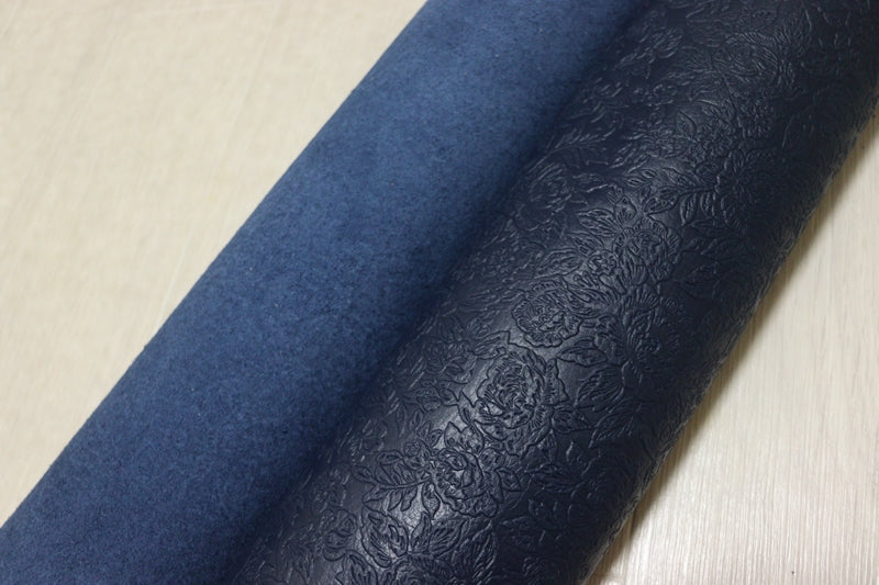 ds28円！[ネイビー]新入荷 国産 牛革 姫路レザー クロム革 ローゼ型押し 230ds