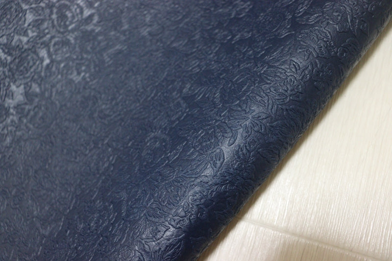 ds28円！[ネイビー]新入荷 国産 牛革 姫路レザー クロム革 ローゼ型押し 230ds