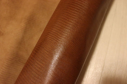 ds28円！[チョコブラウン]新入荷 国産 牛革 姫路レザー クロム革 リザード型押し 顔料仕上げ 234ds