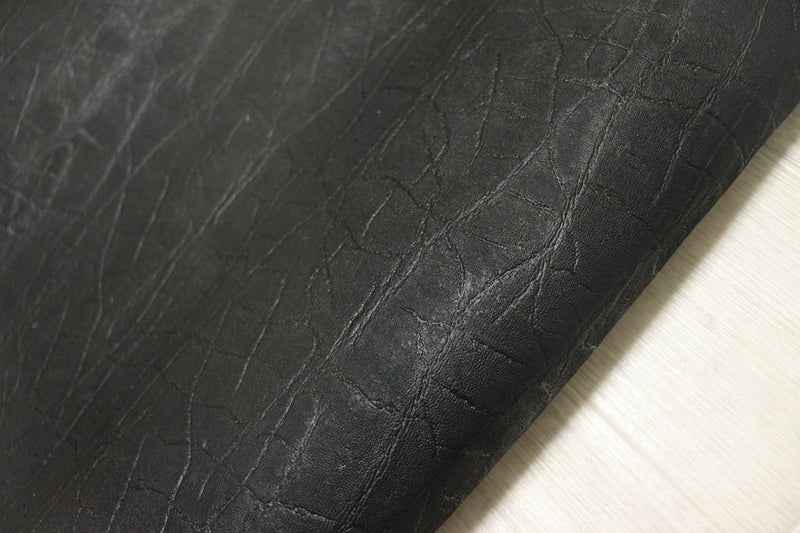 ds28円！[ブラック]新入荷 国産 牛革 姫路レザー クロム革 アフリカゾウ型押し 246ds