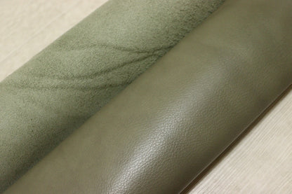 ds28円！[くすみグリーン]新入荷 国産 牛革 クロム革 シュリンク加工 253ds