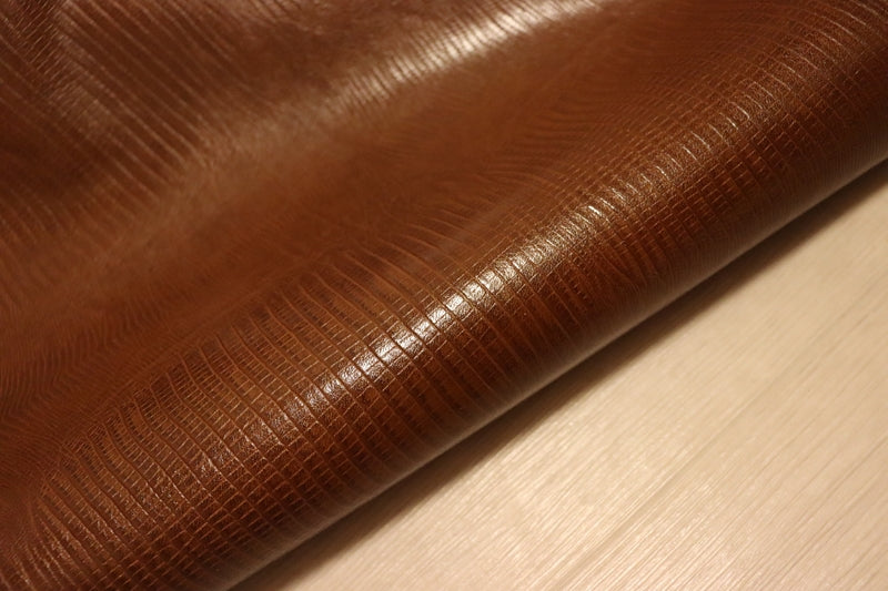 ds28円！[チョコブラウン]新入荷 国産 牛革 姫路レザー クロム革 リザード型押し 顔料仕上げ 286ds