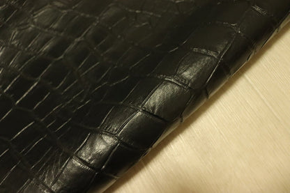 ds28円！[ネイビー]新入荷 国産 牛革 姫路レザー クロム革 クロコ型押し 290ds